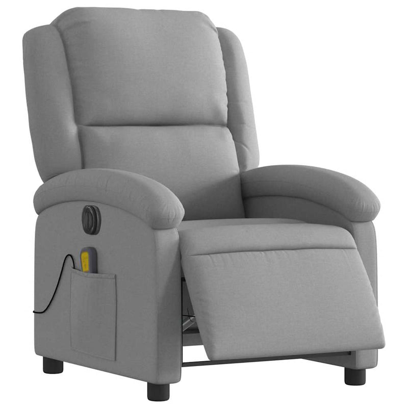 vidaXL Electric Massage Recliner Chair Light Grey Fabric