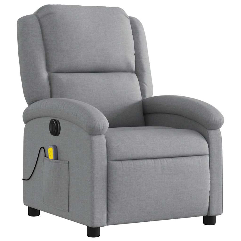 vidaXL Electric Massage Recliner Chair Light Grey Fabric