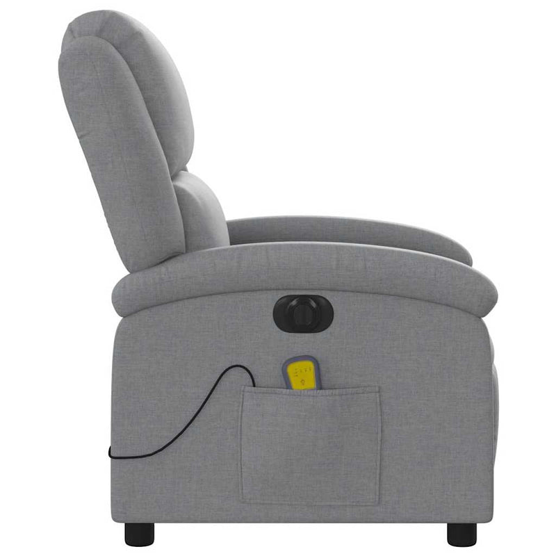 vidaXL Electric Massage Recliner Chair Light Grey Fabric