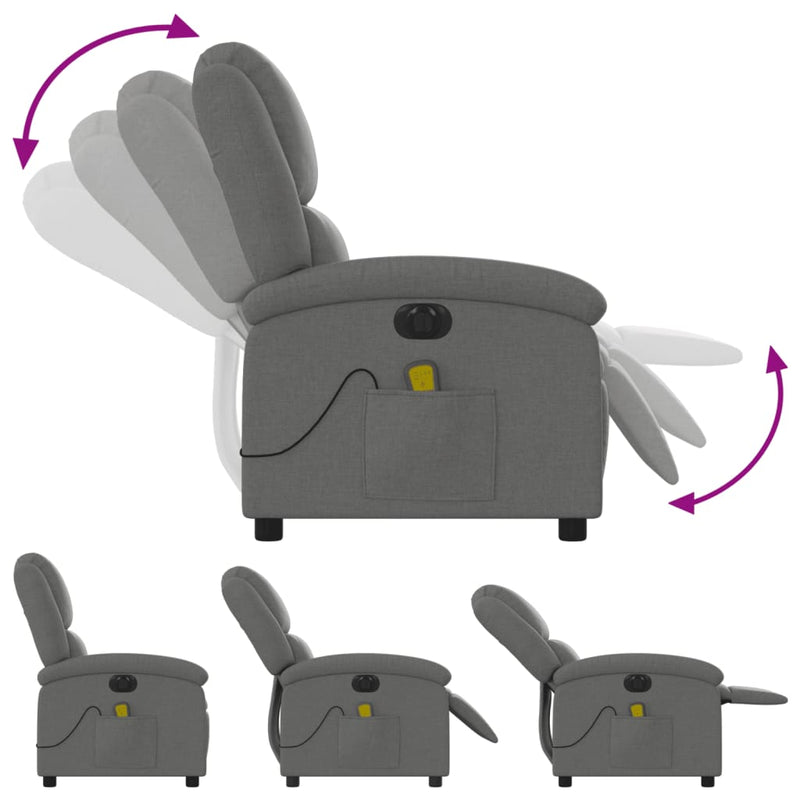 vidaXL Electric Massage Recliner Chair Dark Grey Fabric