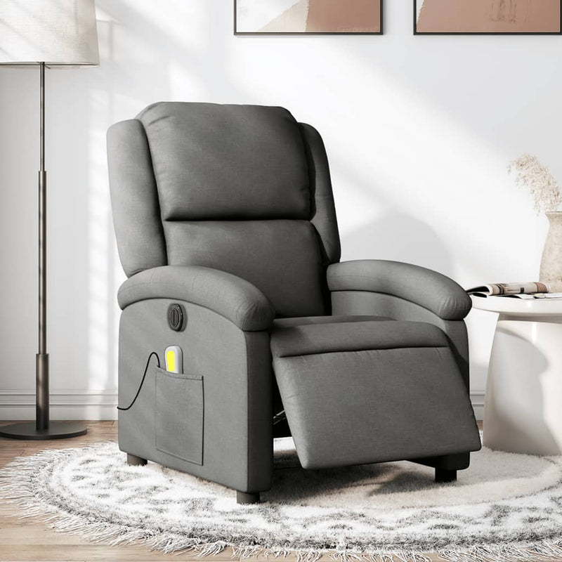 vidaXL Electric Massage Recliner Chair Dark Grey Fabric