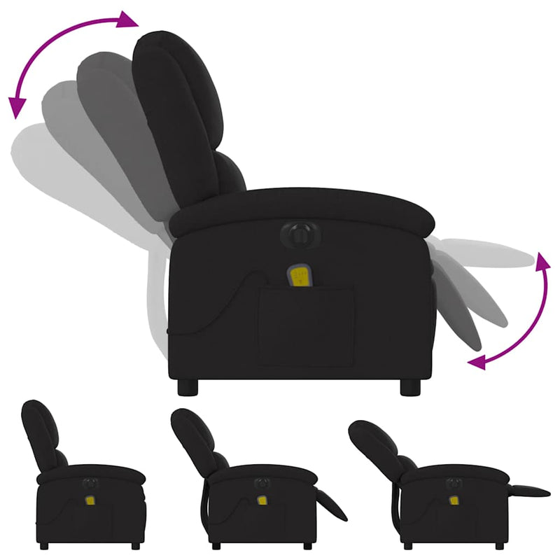 vidaXL Electric Massage Recliner Chair Black Fabric