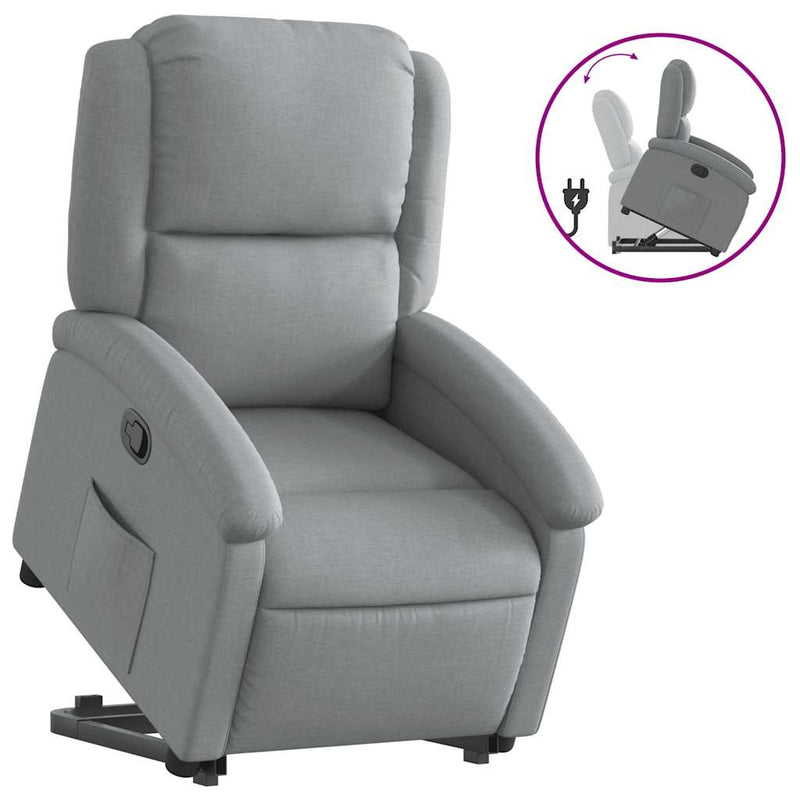 vidaXL Stand up Recliner Chair Light Grey Fabric