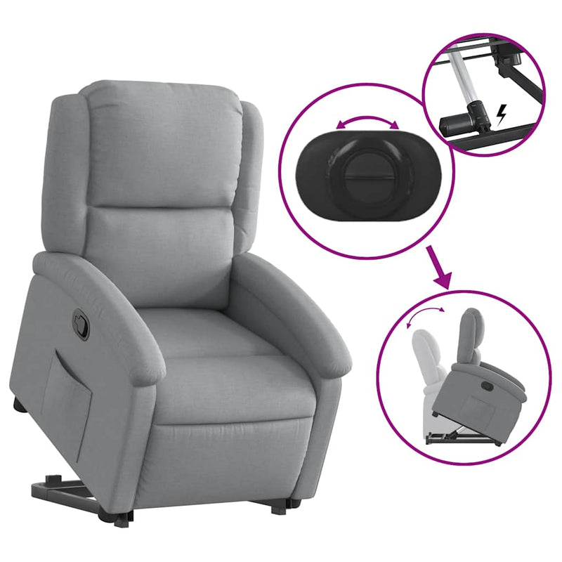vidaXL Stand up Recliner Chair Light Grey Fabric