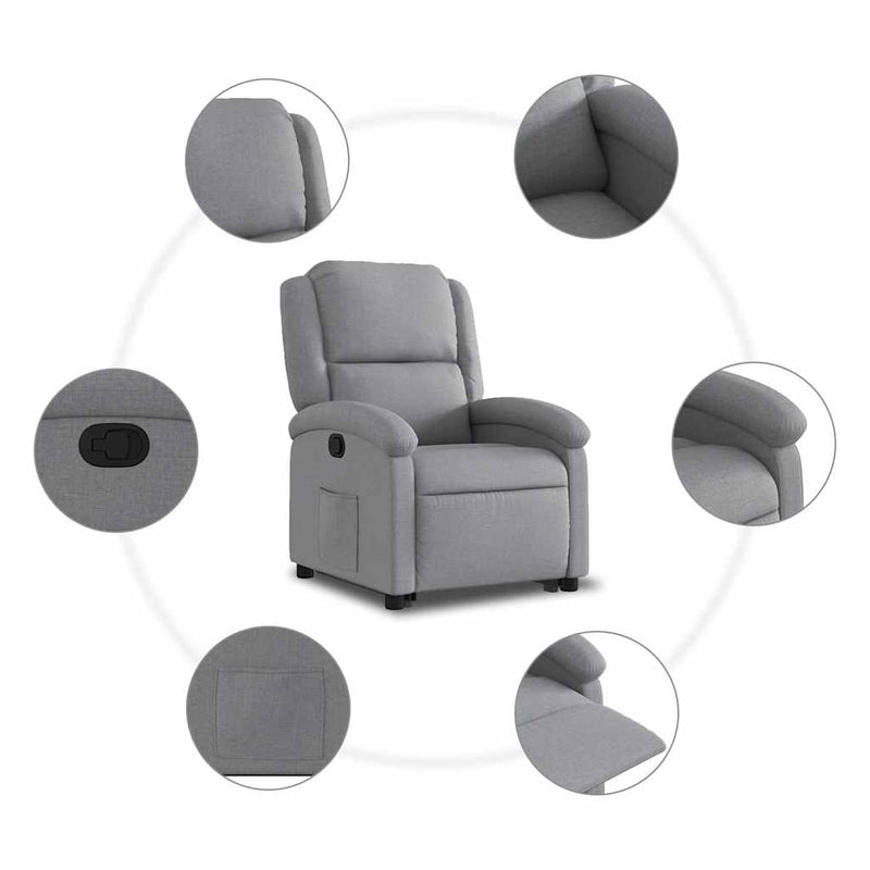 vidaXL Stand up Recliner Chair Light Grey Fabric