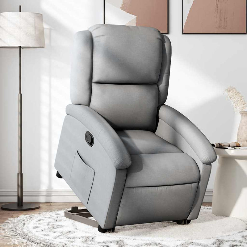 vidaXL Stand up Recliner Chair Light Grey Fabric