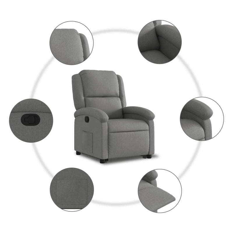 vidaXL Stand up Recliner Chair Dark Grey Fabric