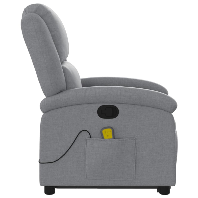 vidaXL Stand up Massage Recliner Chair Light Grey Fabric