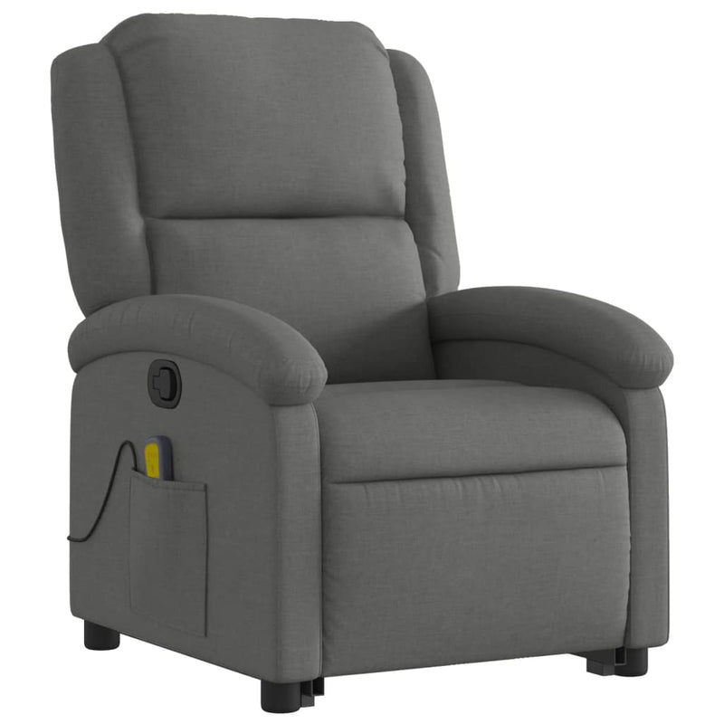 vidaXL Stand up Massage Recliner Chair Dark Grey Fabric