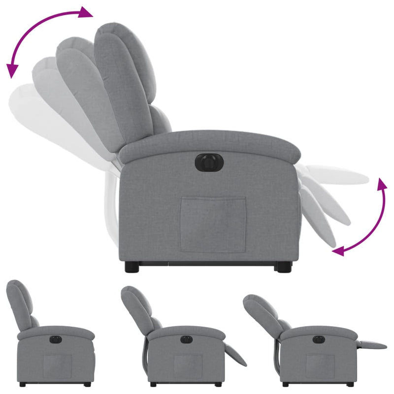 vidaXL Electric Stand up Recliner Chair Light Grey Fabric