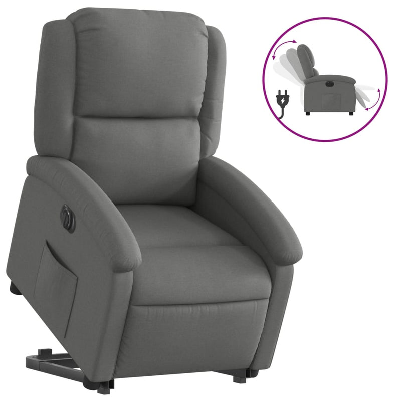 vidaXL Electric Stand up Recliner Chair Dark Grey Fabric