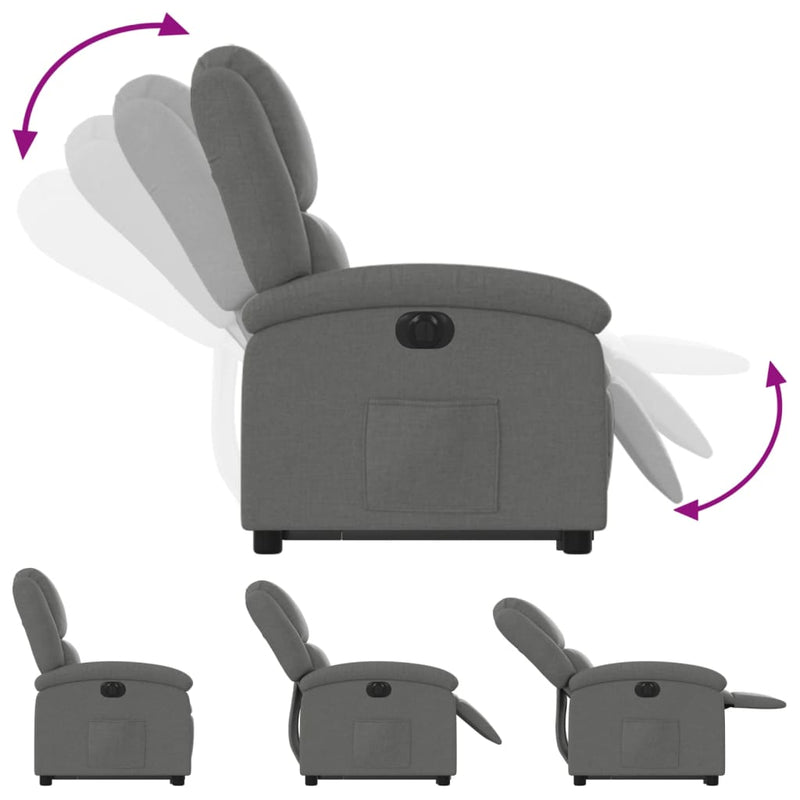 vidaXL Electric Stand up Recliner Chair Dark Grey Fabric