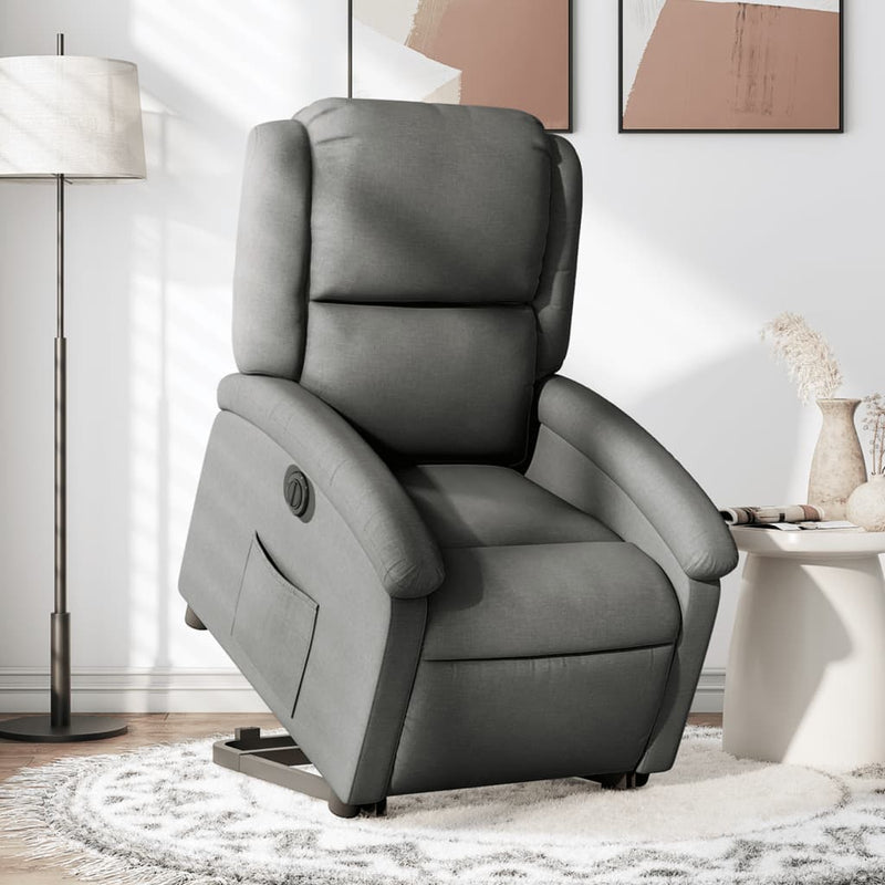 vidaXL Electric Stand up Recliner Chair Dark Grey Fabric