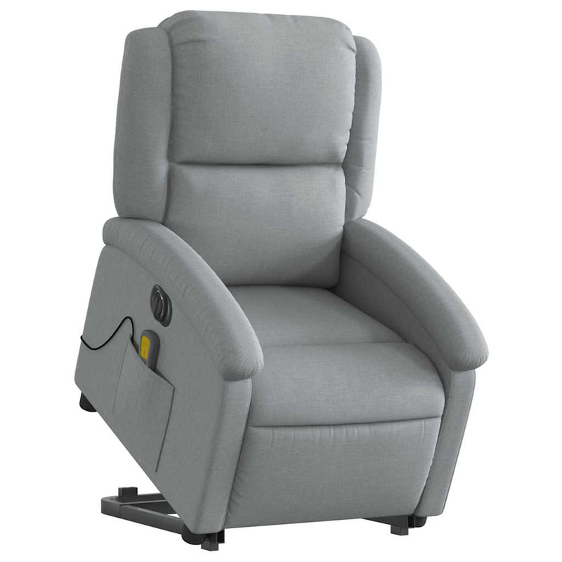 vidaXL Electric Stand up Massage Recliner Chair Light Grey Fabric
