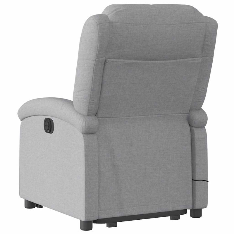vidaXL Electric Stand up Massage Recliner Chair Light Grey Fabric