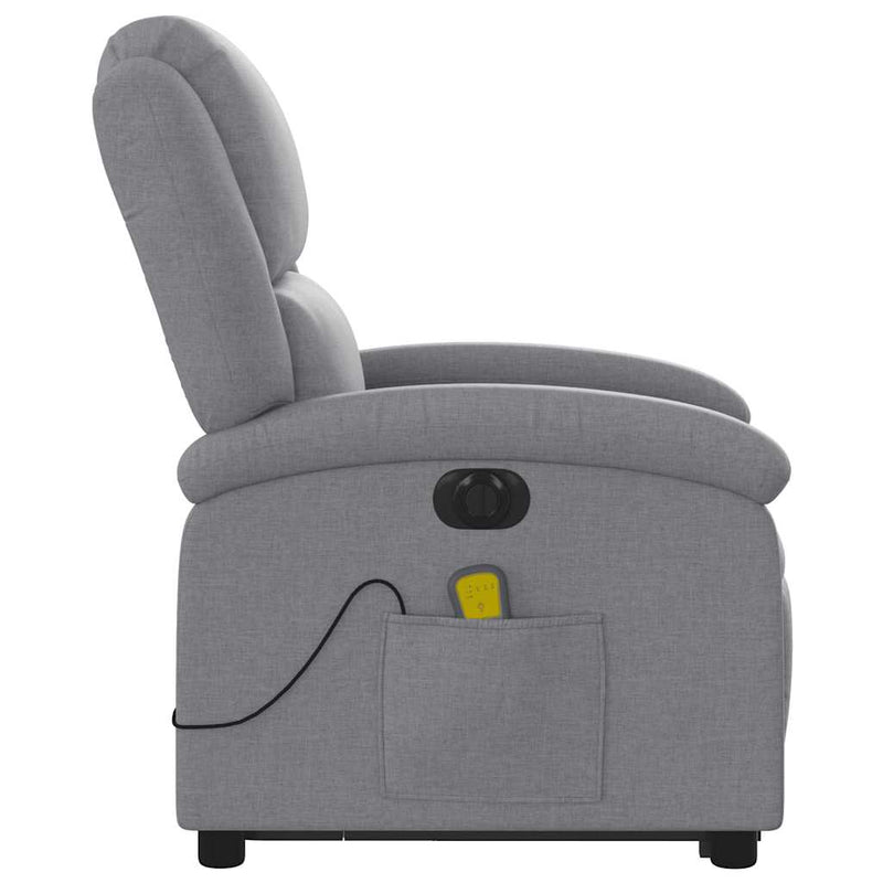 vidaXL Electric Stand up Massage Recliner Chair Light Grey Fabric