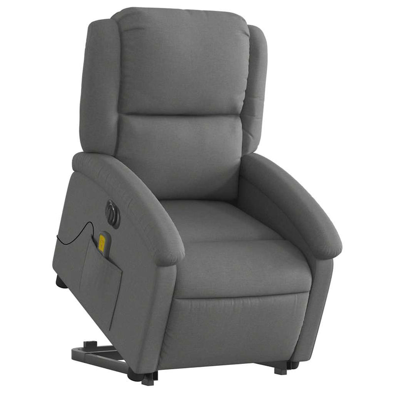 vidaXL Electric Stand up Massage Recliner Chair Dark Grey Fabric
