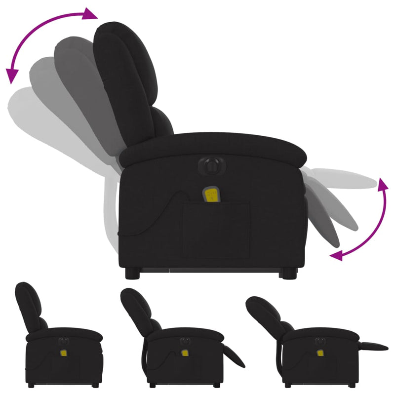 vidaXL Electric Stand up Massage Recliner Chair Black Fabric