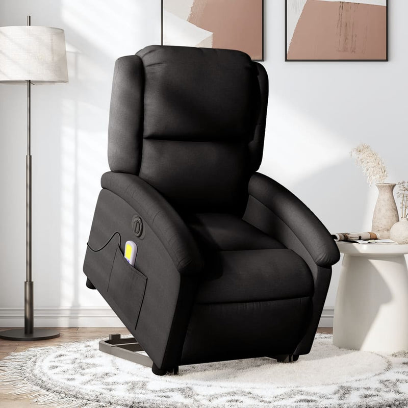 vidaXL Electric Stand up Massage Recliner Chair Black Fabric