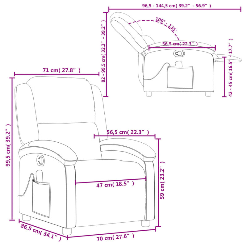 Massage Recliner Chair Cream Faux Leather