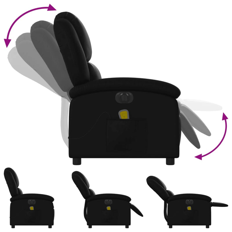 vidaXL Electric Massage Recliner Chair Black Faux Leather