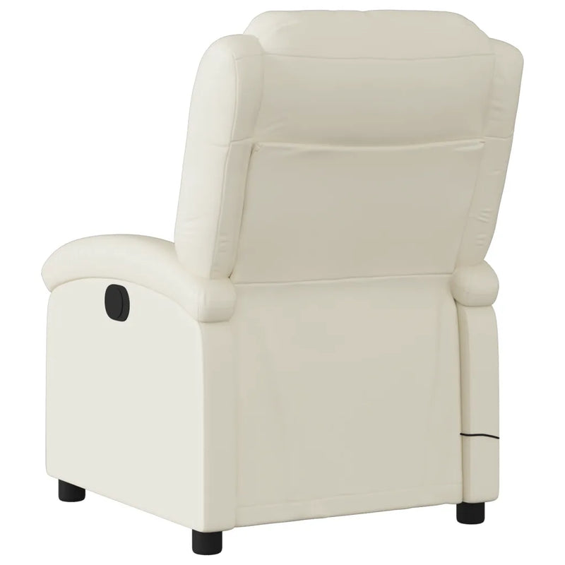 Electric Massage Recliner Chair Cream Faux Leather