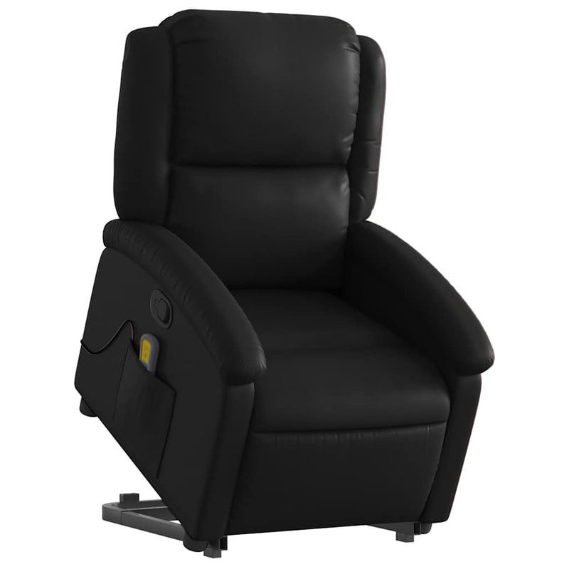 vidaXL Stand up Massage Recliner Chair Black Faux Leather