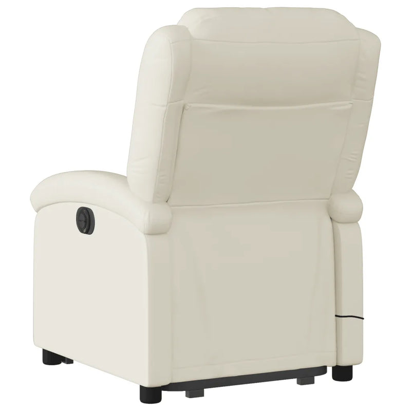Stand up Massage Recliner Chair Cream Faux Leather