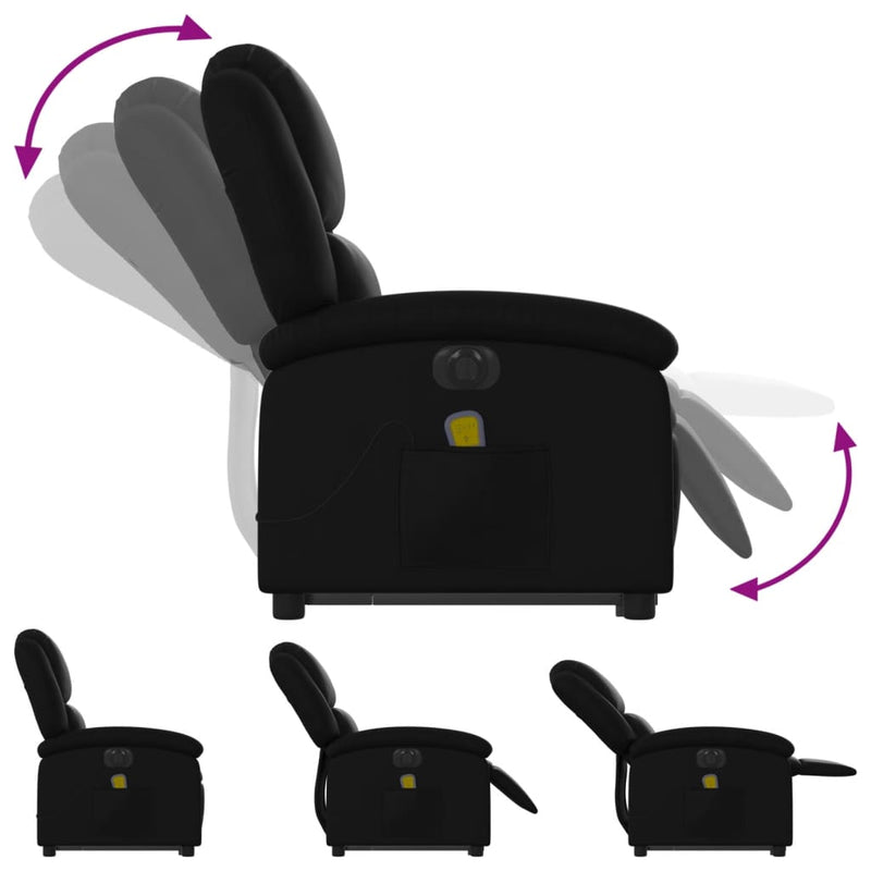 vidaXL Electric Stand up Massage Recliner Chair Black Faux Leather