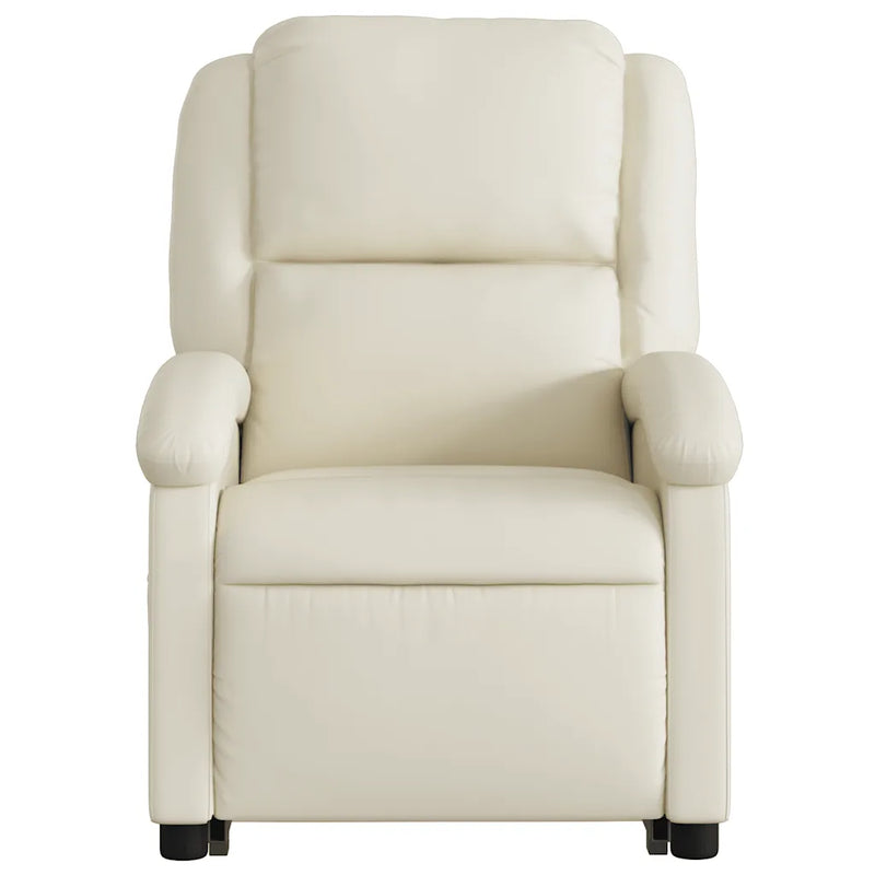Electric Stand up Massage Recliner Chair Cream Faux Leather