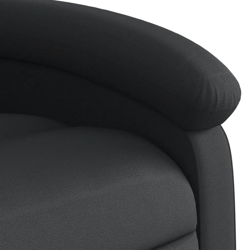Massage Recliner Chair Black Real Leather
