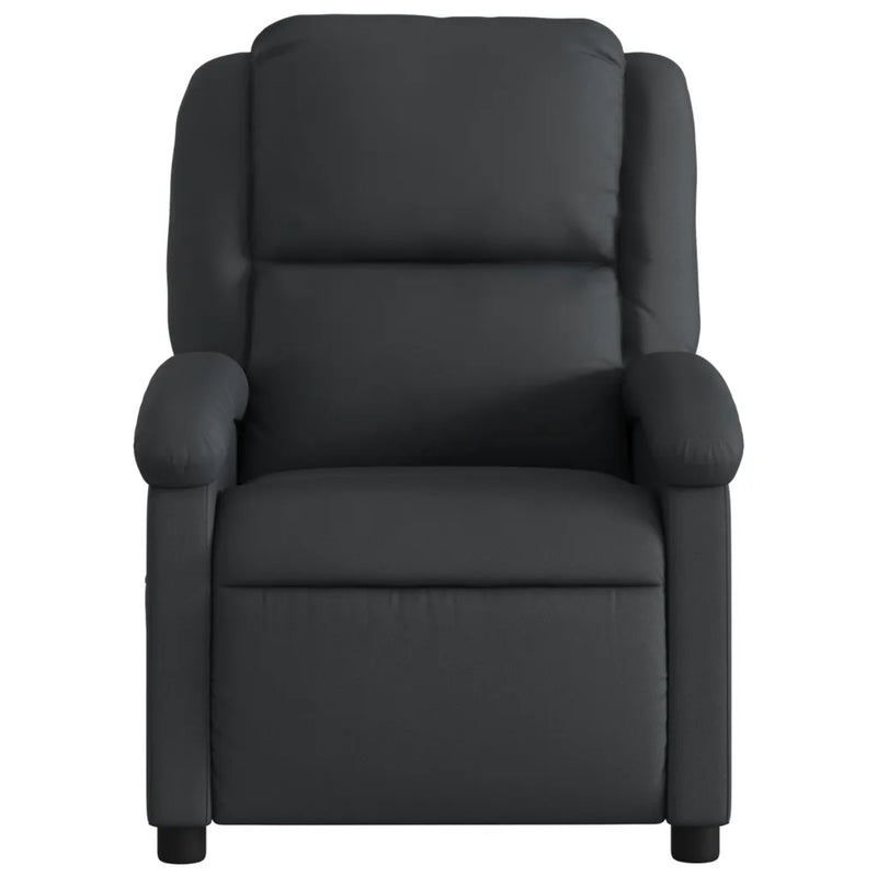 Electric Recliner Chair Black Real Leather