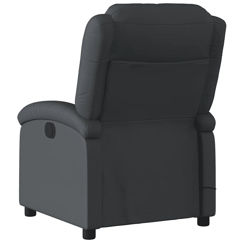 Electric Massage Recliner Chair Black Real Leather