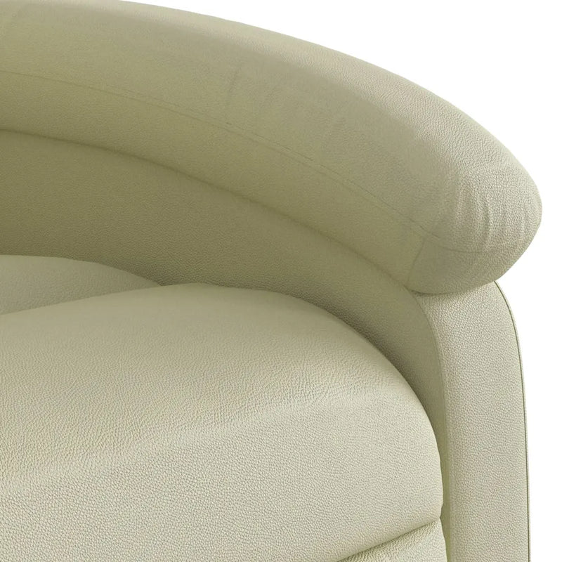Stand up Recliner Chair Cream Real Leather