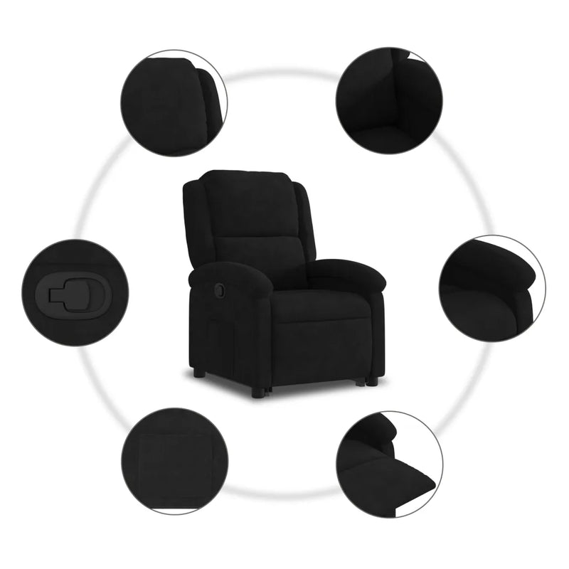 Stand up Recliner Chair Black Velvet