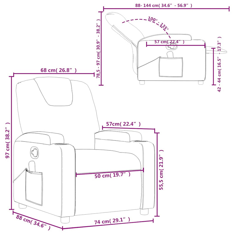 vidaXL Massage Recliner Chair Light Grey Fabric