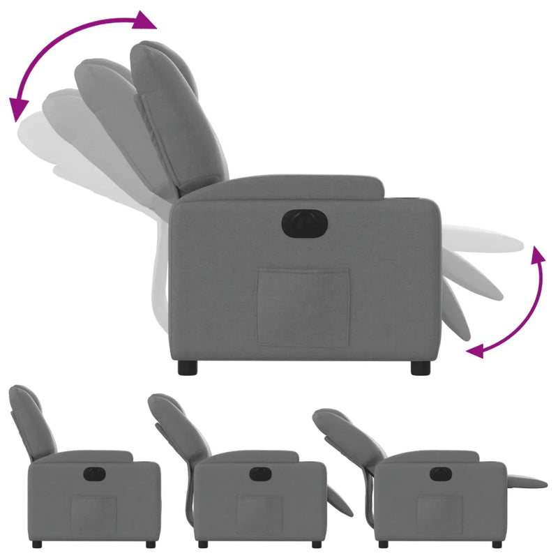 Electric Recliner Chair Dark Grey Fabric
