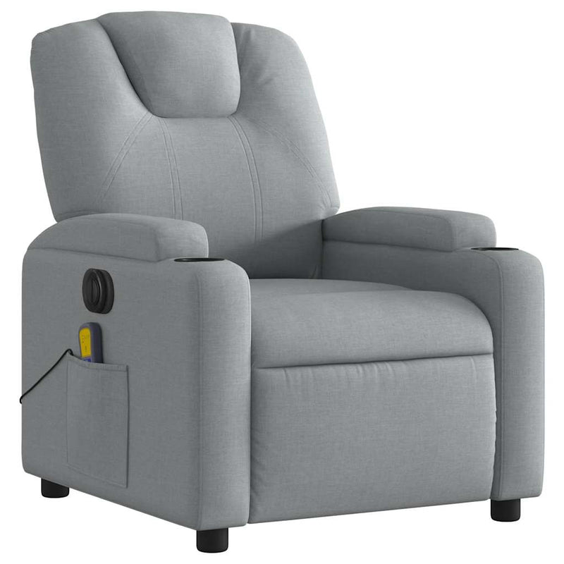 vidaXL Electric Massage Recliner Chair Light Grey Fabric
