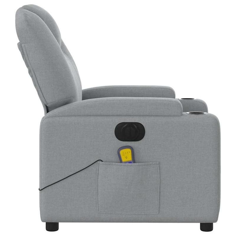 vidaXL Electric Massage Recliner Chair Light Grey Fabric
