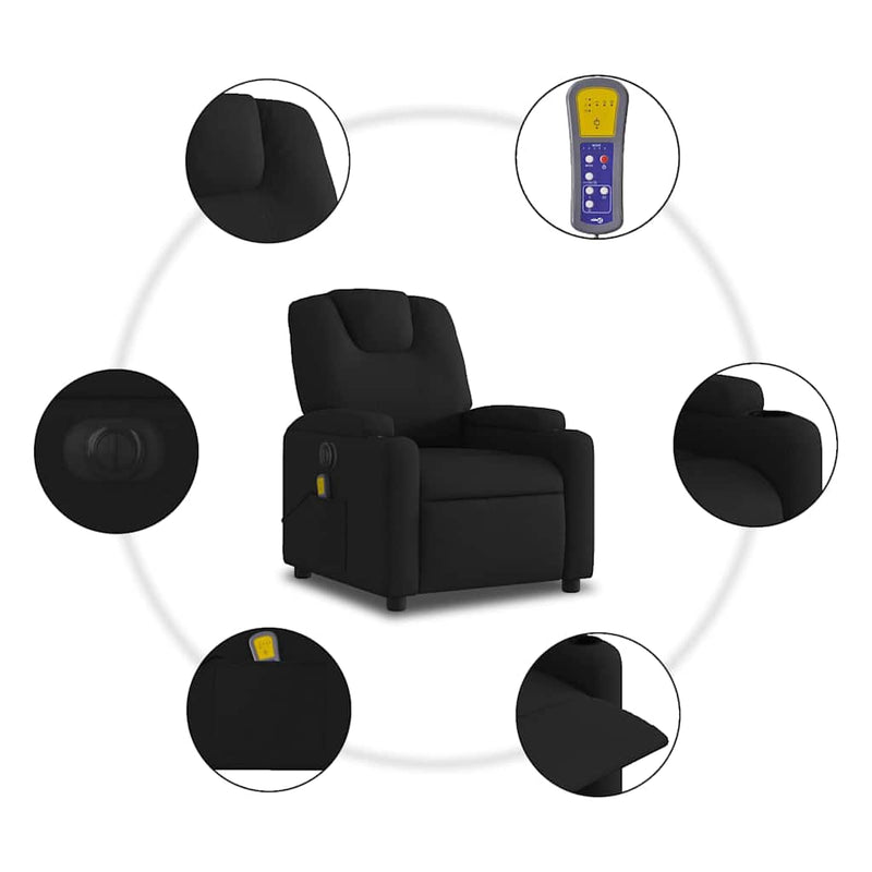 vidaXL Electric Massage Recliner Chair Black Fabric