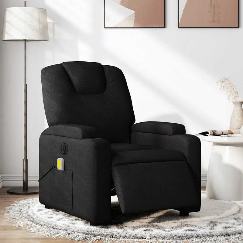 vidaXL Electric Massage Recliner Chair Black Fabric