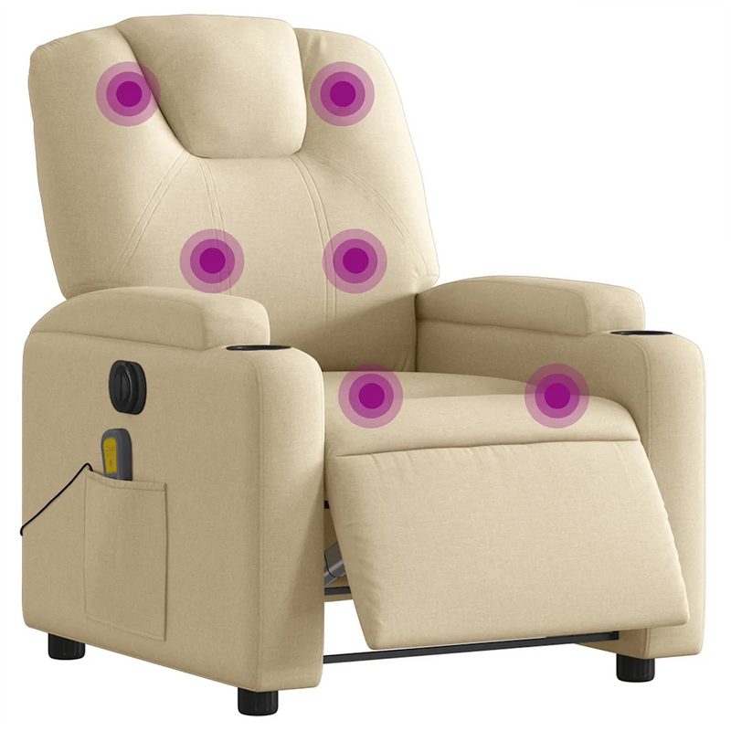 Electric Massage Recliner Chair Cream Fabric