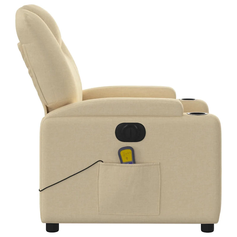 Electric Massage Recliner Chair Cream Fabric