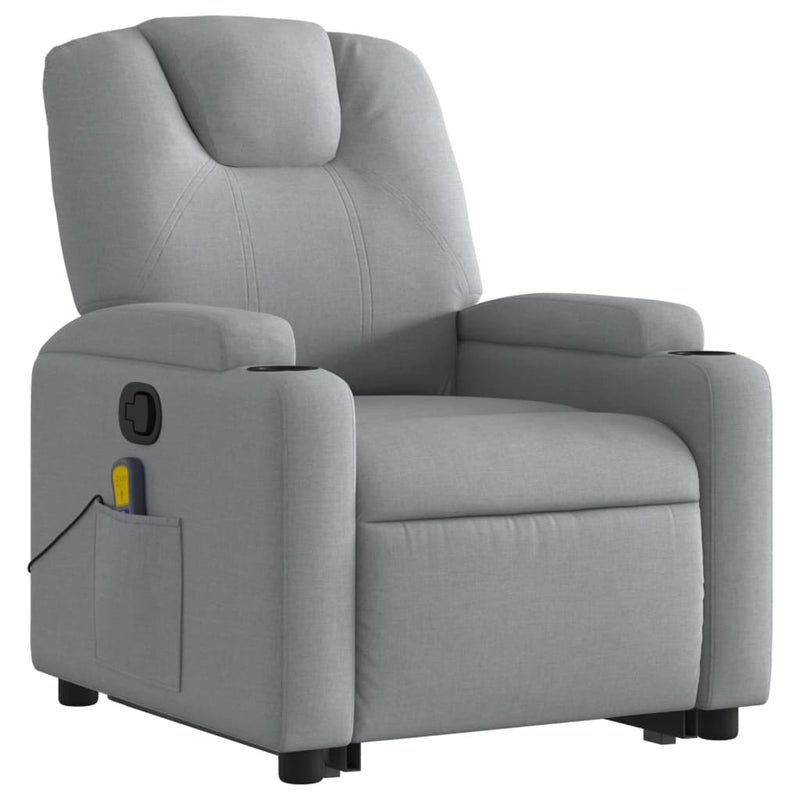 vidaXL Stand up Massage Recliner Chair Light Grey Fabric