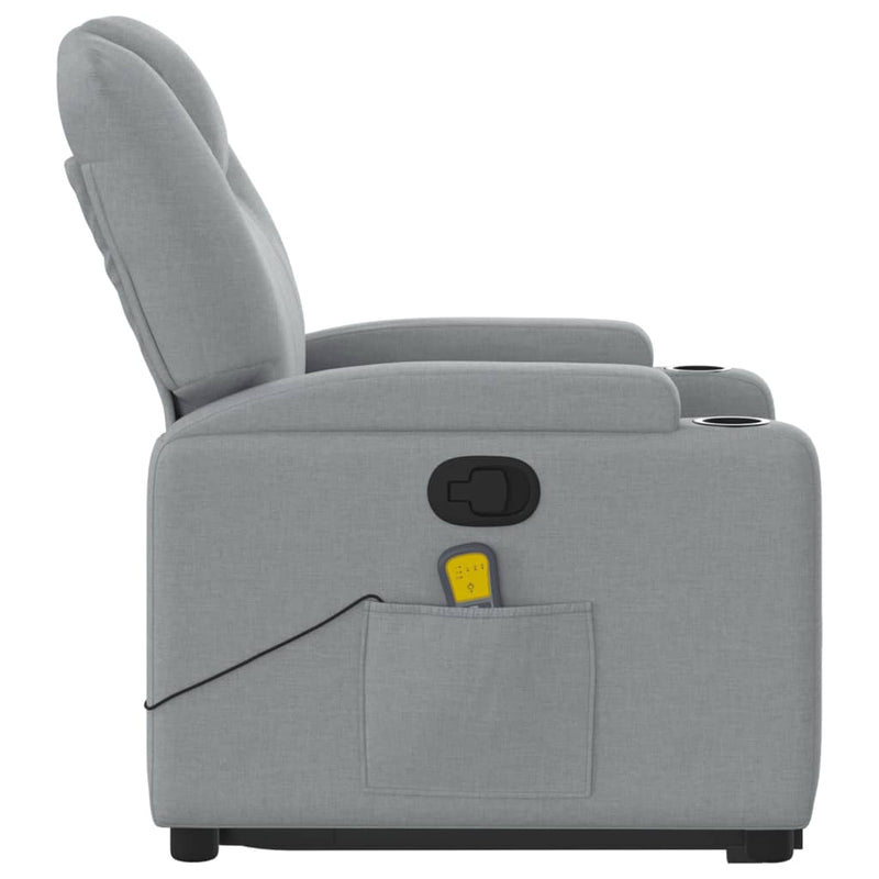 vidaXL Stand up Massage Recliner Chair Light Grey Fabric