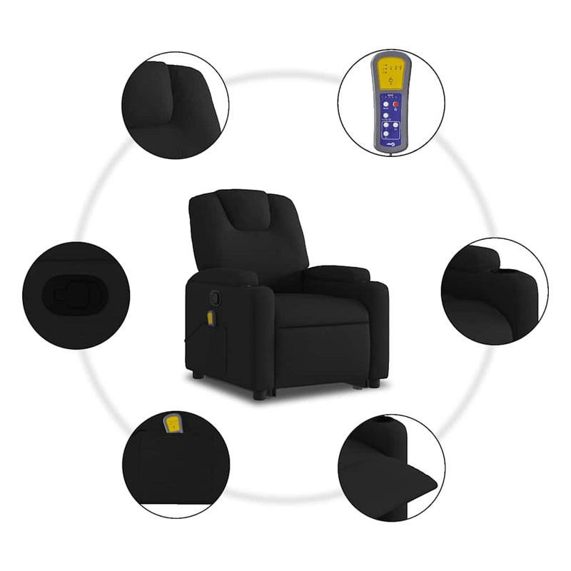 vidaXL Stand up Massage Recliner Chair Black Fabric