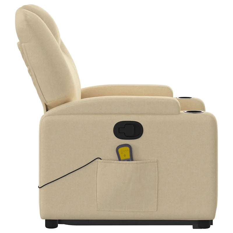 Stand up Massage Recliner Chair Cream Fabric