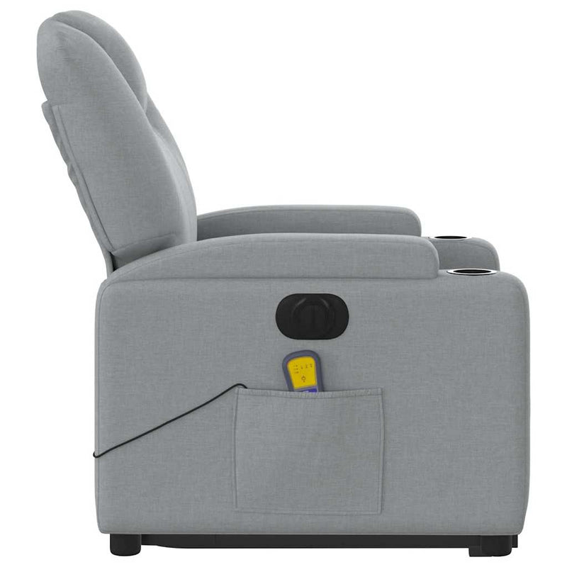 vidaXL Electric Stand up Massage Recliner Chair Light Grey Fabric