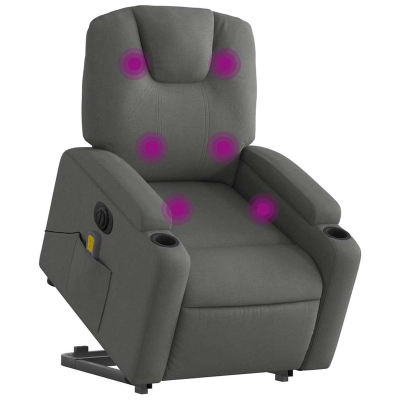 vidaXL Electric Stand up Massage Recliner Chair Dark Grey Fabric
