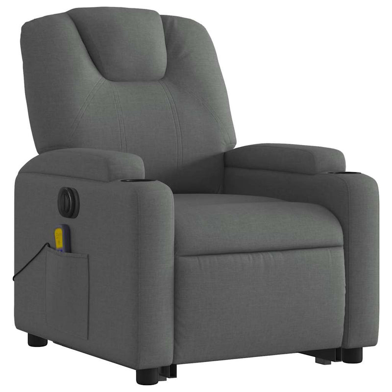 vidaXL Electric Stand up Massage Recliner Chair Dark Grey Fabric